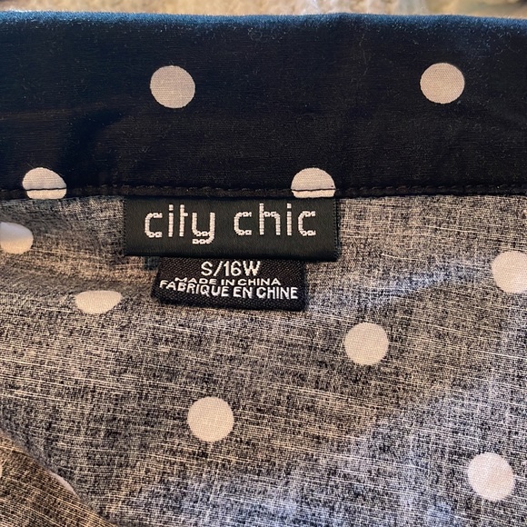 City Chic Macy’s Black and White Belted Polka-dot Sleeveless Dress - Picture 7 of 11